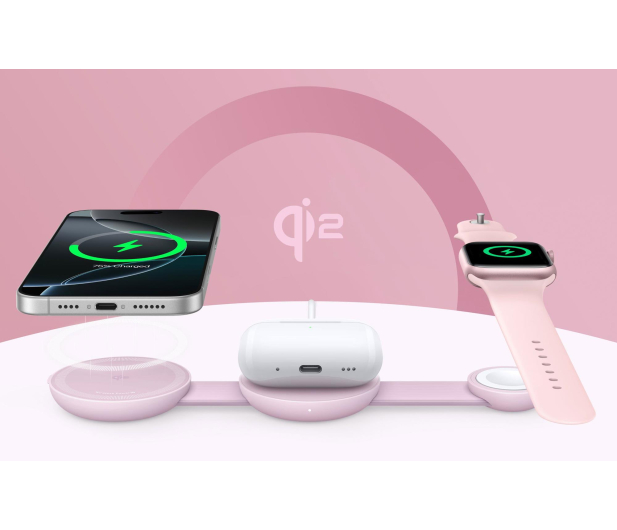 ANKER MagGo Wireless Charging Station 3-in-1 Foldable Pad Pink B25M8H51 - 1371542 - zdjęcie 2